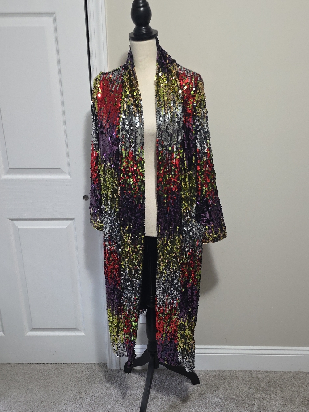 BB Dakota Dulcinea Sequined Duster Cardi Covering Sz Small Multicolored
